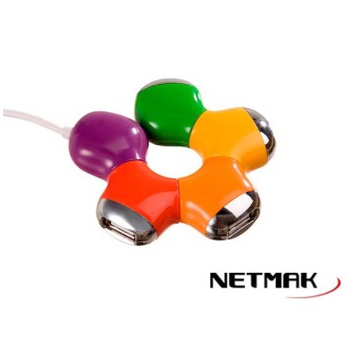 Hub usb 20 4 bocas flor flexible netmak